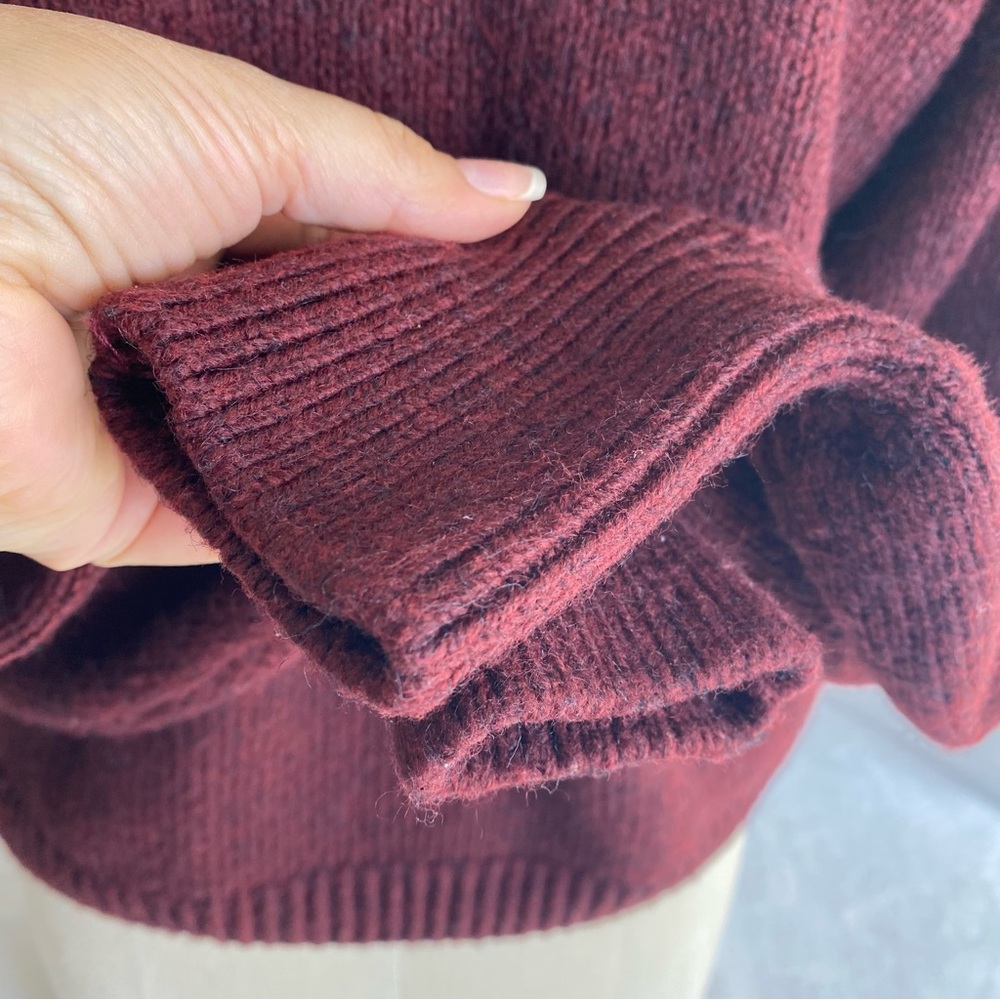ASOS Long Sleeve Collar Knitted Sweater in Burgundy Size 10 - Picture 7 of 13